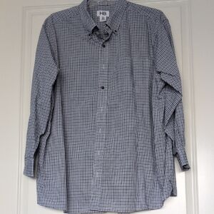 DXL HB Men's Classic Navy and White Gingham Shirt In 2XL